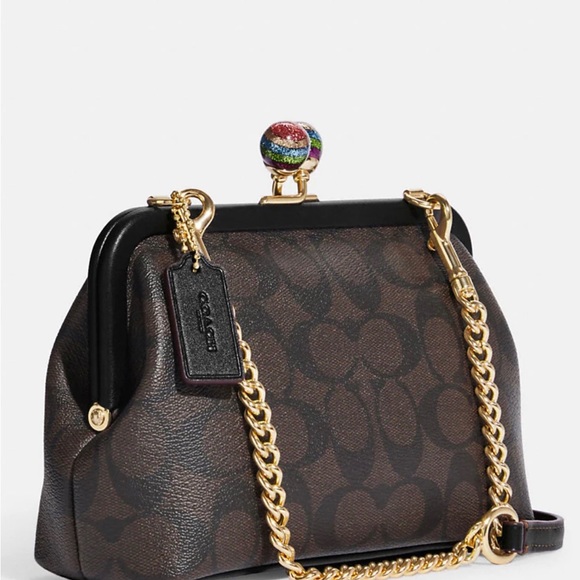 Coach Bags Nwt Coach Nora Kisslock Crossbody In Signature Canvas With Glitter Poshmark